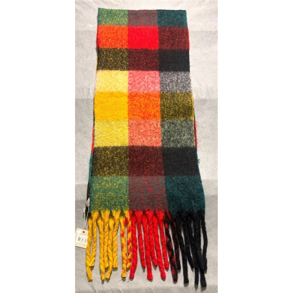 Styliné Multicolor Plaid Pattern Scarf Fringe One Size Lightweight & Stylish